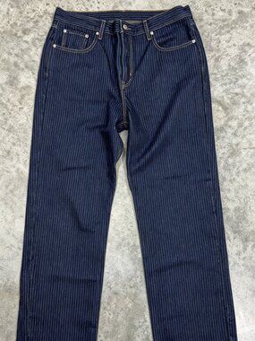 Levis Jeans Mens 34x30 Blue Dark Wash Regular Fit Straight Pinstripe Denim Pants